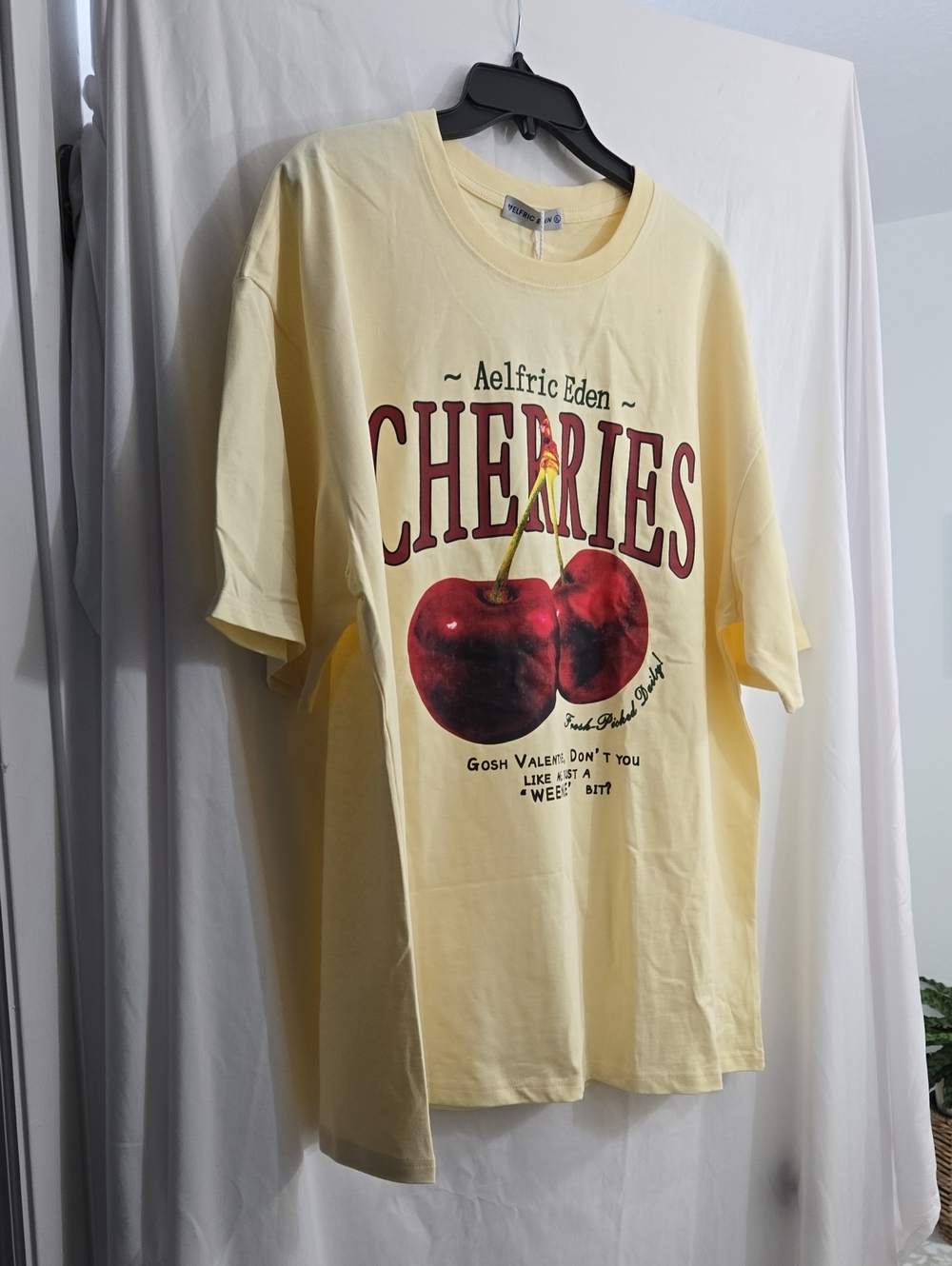 Elfric Eden Cherries Graphic Tee in Pale Yellow